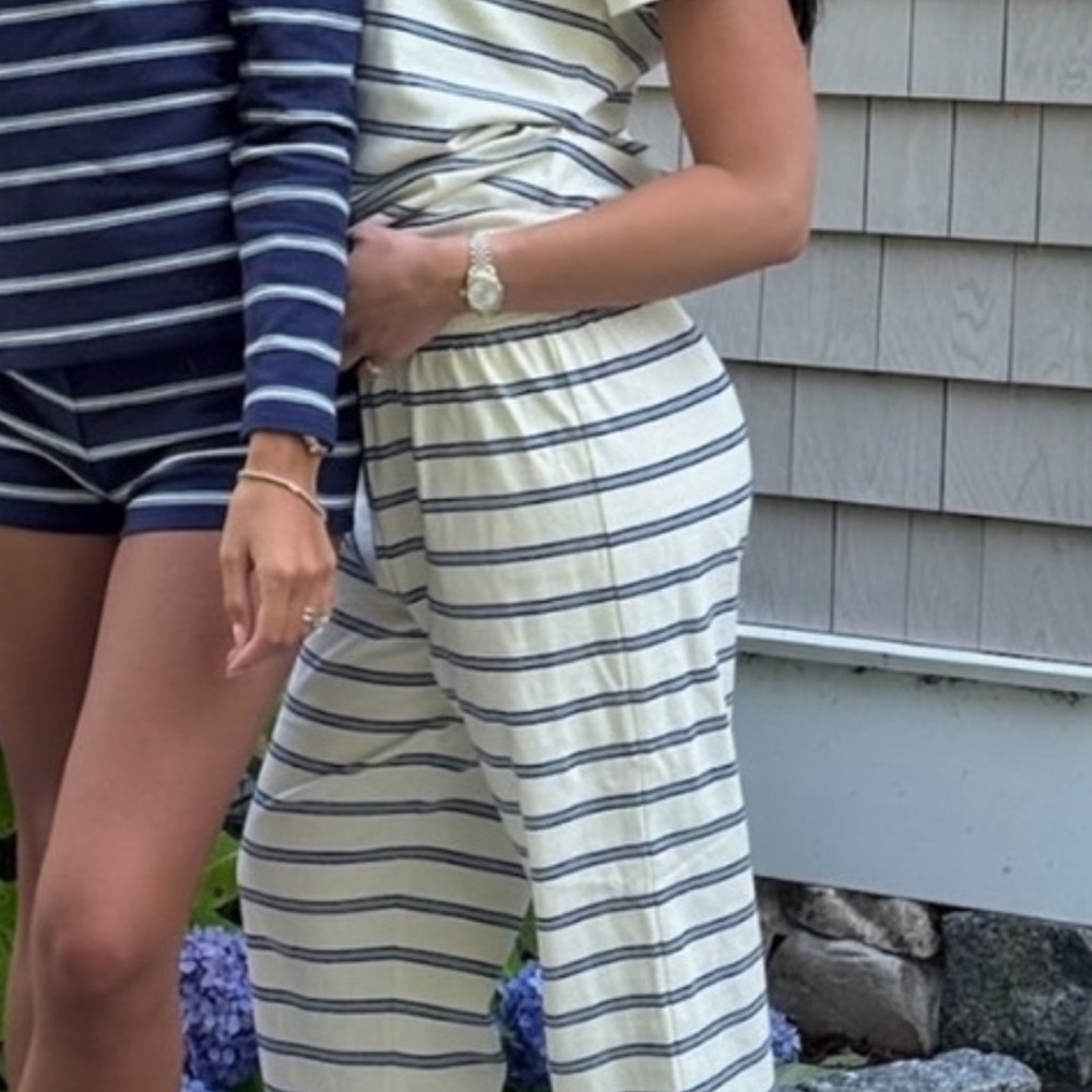 Navy and White Striped Women's Jumpsuit